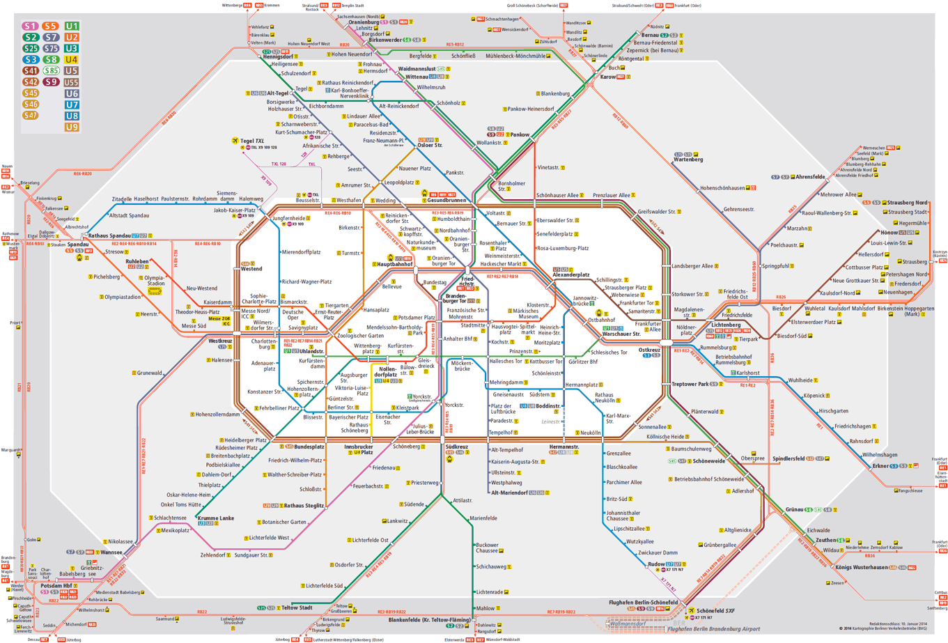 karta berlina Berlin S Bahn U Bahn map karta berlina