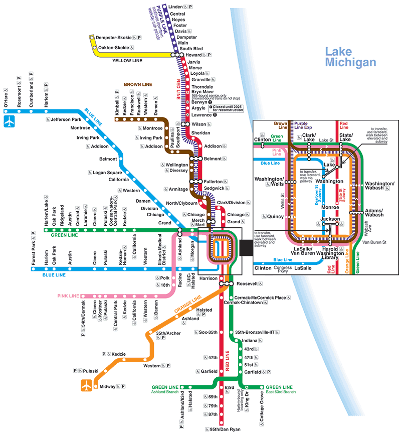 Chicago CTA L Train map