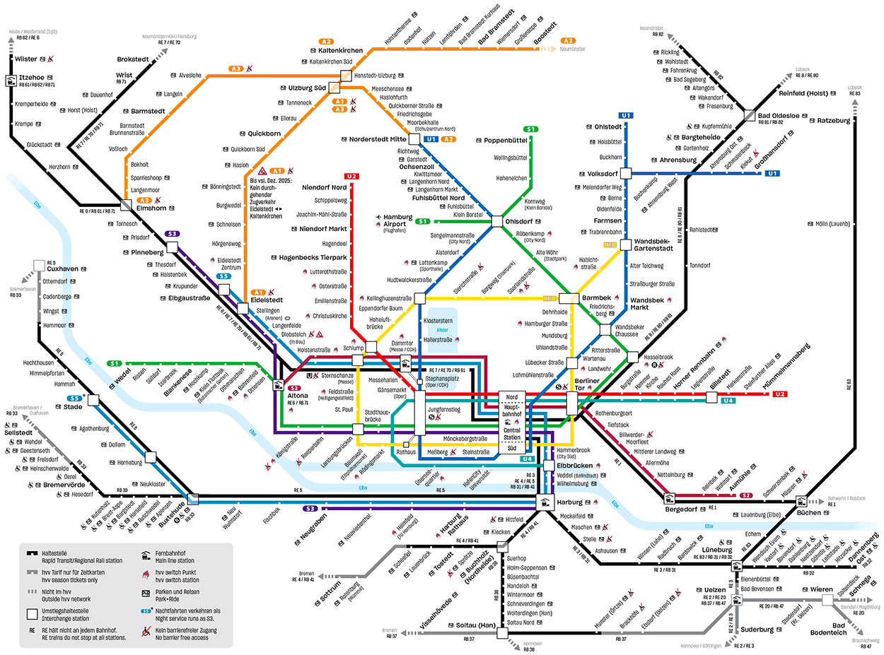Hamburg U-Bahn S-Bahn map