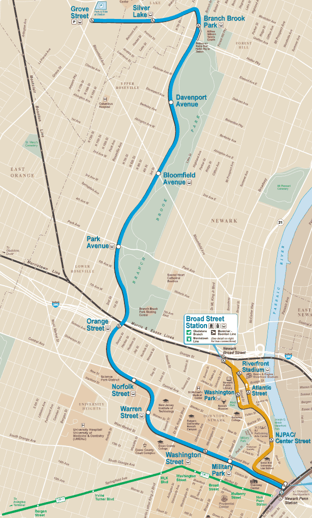 Newark Subway & Light Rail map