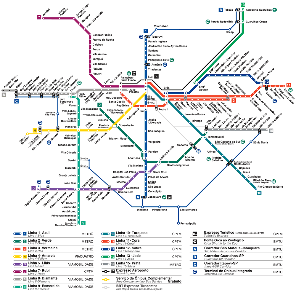 Sao Paulo Metro & CPTM map