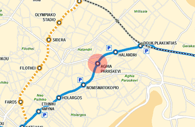 Aghia Paraskevi station map