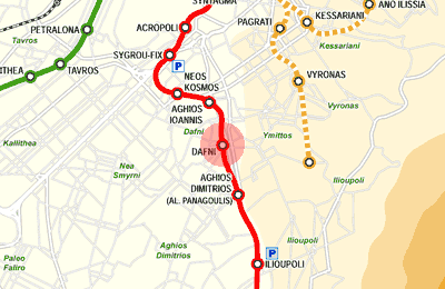 Dafni station map