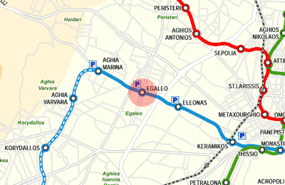 Egaleo station map