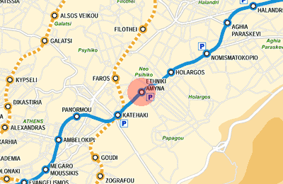 Ethniki Amyna station map