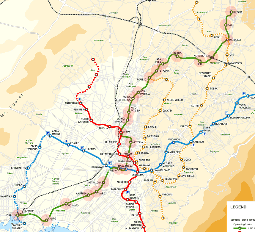 Athens metro Line 1 map