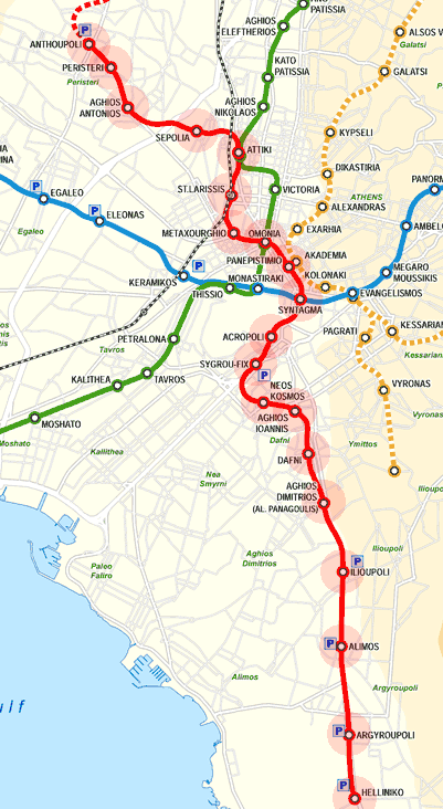 Athens metro Line 2 map