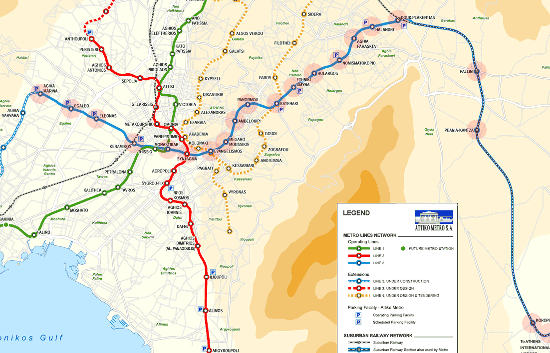 Athens metro Line 3 map