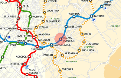 Megaro Moussikis station map