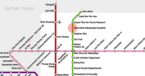 Bhumibol Adulyadej Hospital station map