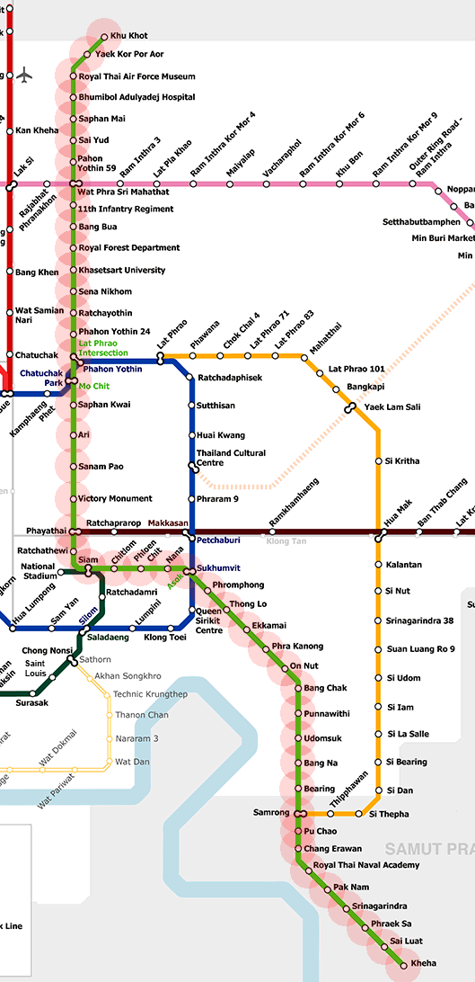 Bangkok metro BTS Sukhumvit Skytrain Line map
