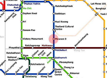 Phra Ram 9 station map