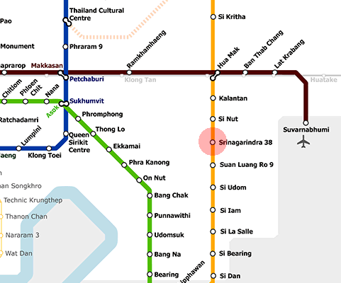 Srinagarindra 38 station map