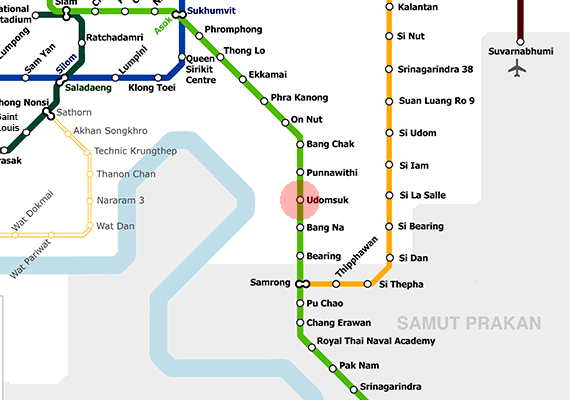 Udom Suk station map