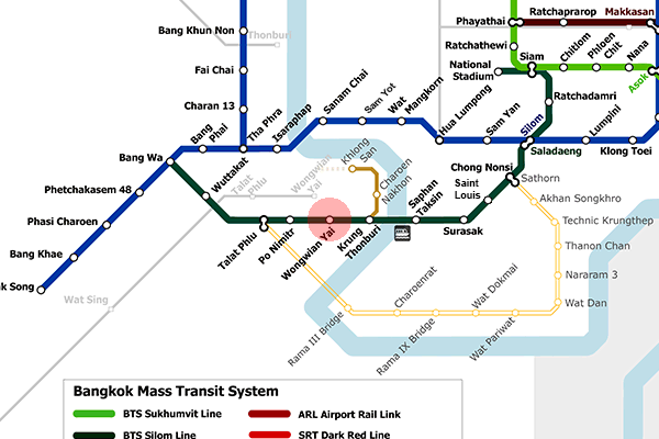 Wongwian Yai station map