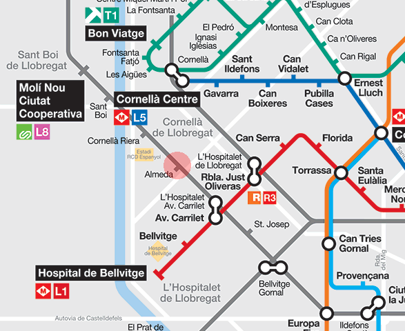 Almeda station map