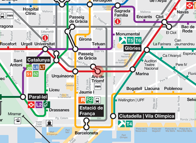 Arc de Triomf station map