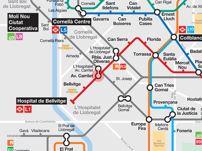 Avinguda Carrilet station map