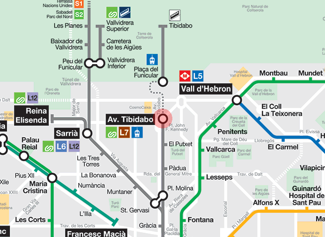 Avinguda Tibidabo station map