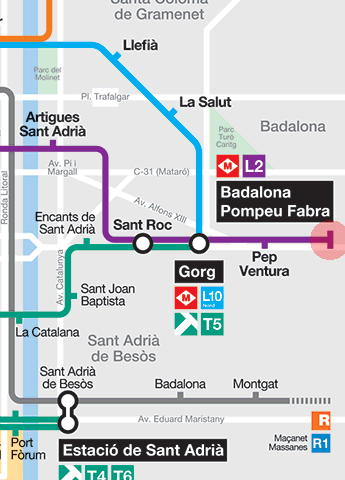 Badalona Pompeu Fabra station map