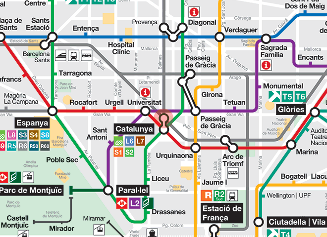 Barcelona - Placa Catalunya station map