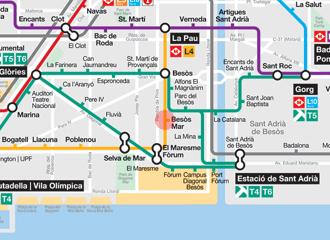 Besos Mar station map