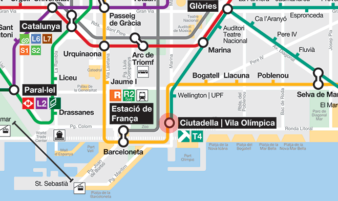 Ciutadella station map