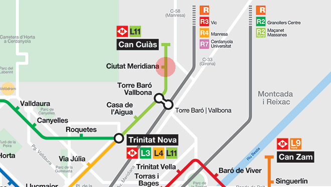 Ciutat Meridiana station map