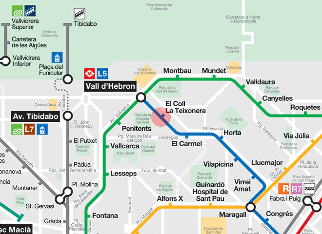 El Coll - La Teixonera station map