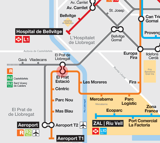 El Prat Estacio station map