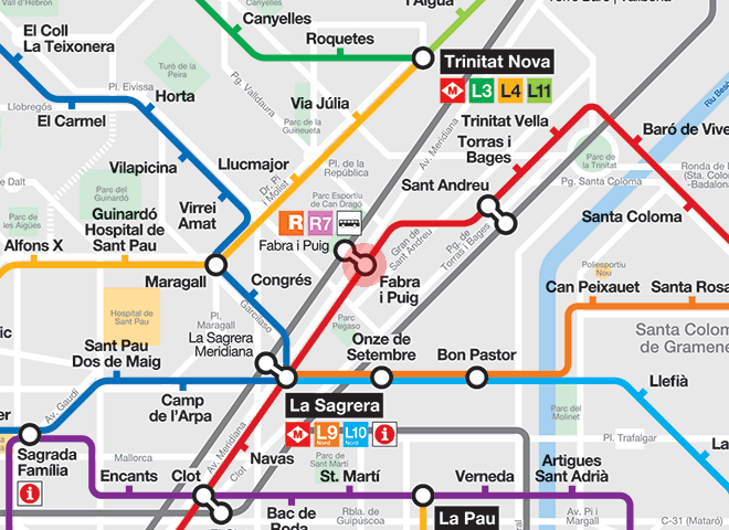 Fabra i Puig station map