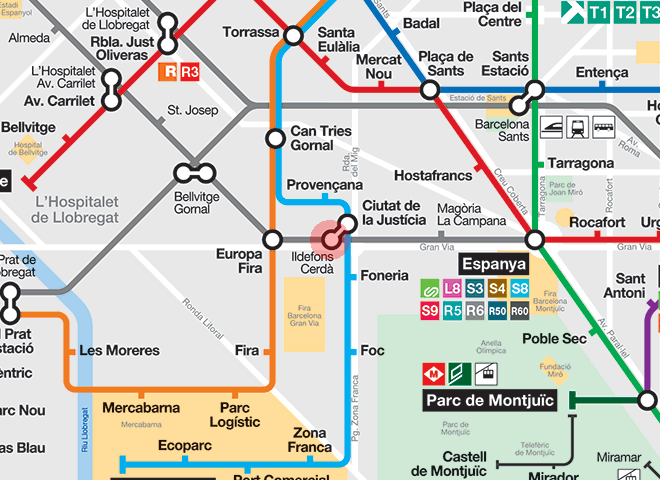 Ildefons Cerda station map
