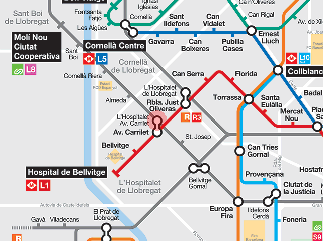 L'Hospitalet-Avinguda Carrilet station map