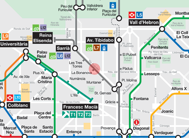 La Bonanova station map