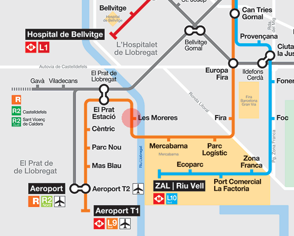 Les Moreres station map
