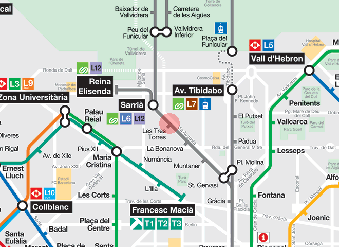 Les Tres Torres station map