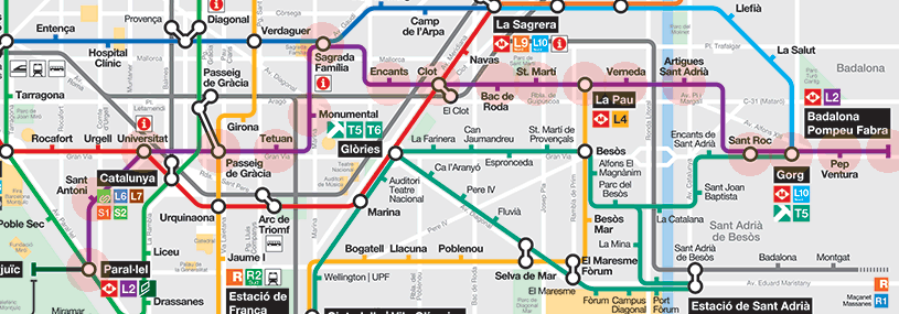 Barcelona metro Line 2 map