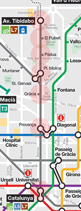Barcelona metro Line 7 map