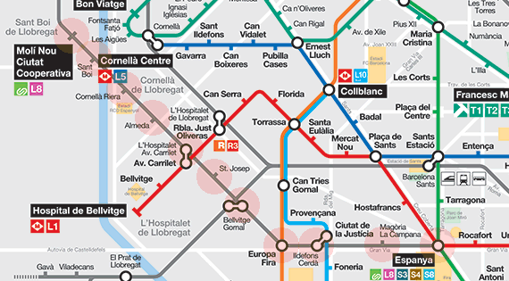 Barcelona metro Line 8 map