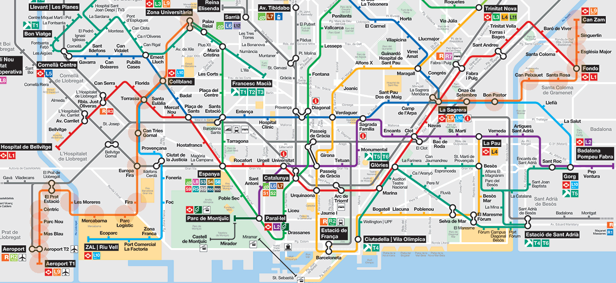 Barcelona metro Line 9 map