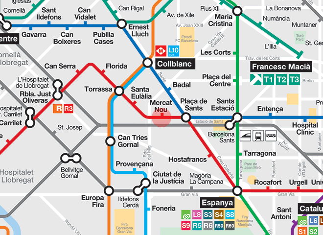 Mercat Nou station map