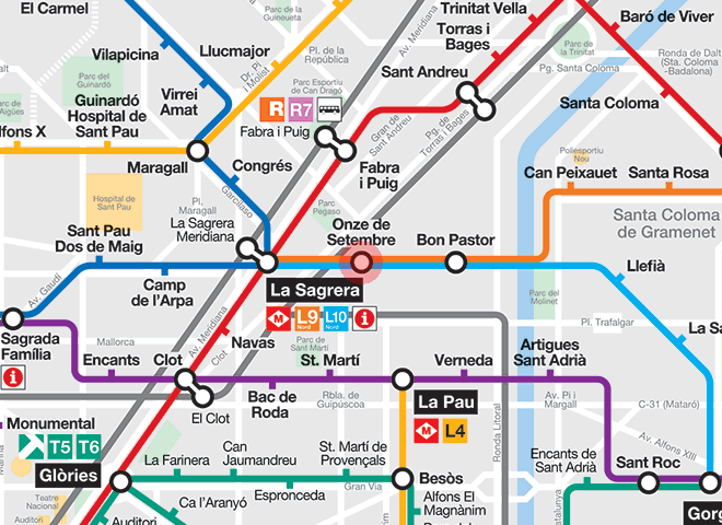 Onze de Setembre station map