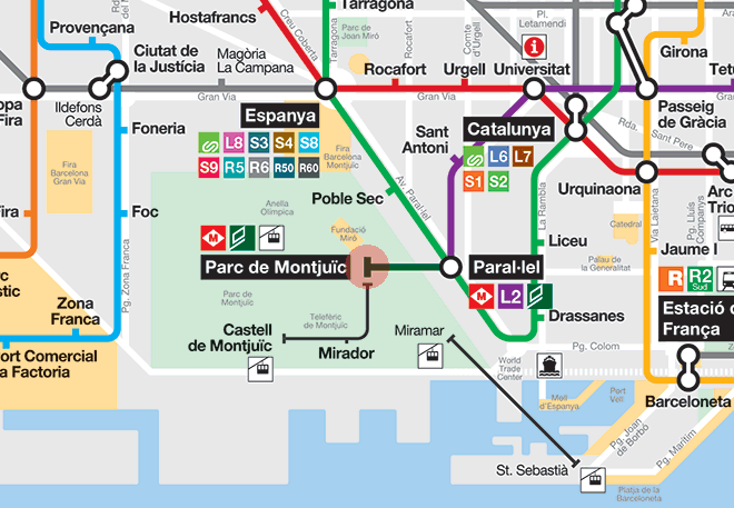 Parc de Montjuic station map