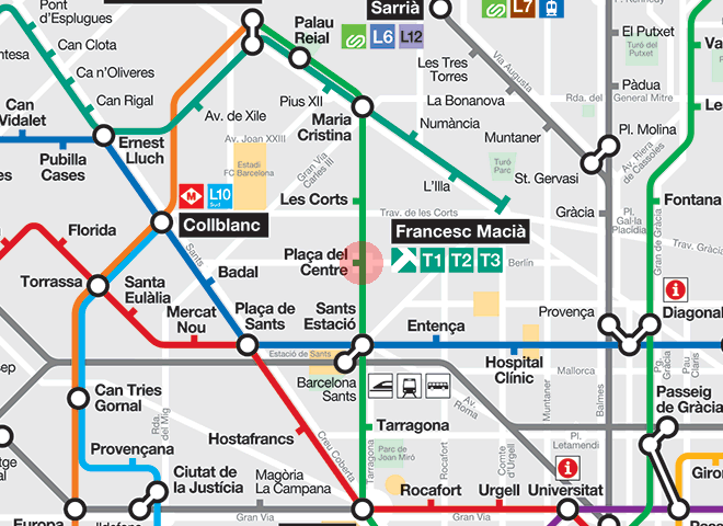 Placa del Centre station map