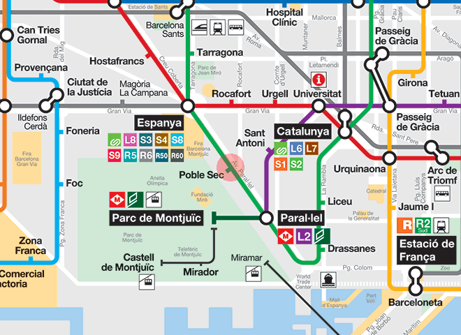Poble Sec station map