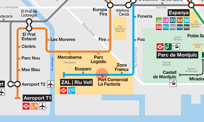 Port Comercial - La Factoria station map