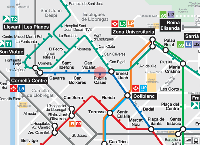 Pubilla Cases station map