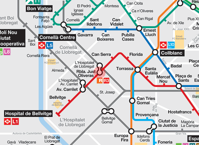 Rambla Just Oliveras station map