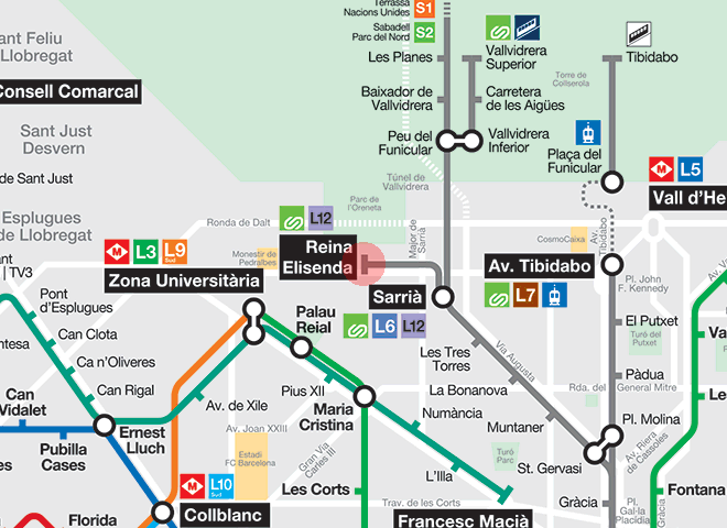 Reina Elisenda station map