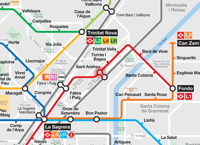 Sant Andreu station map